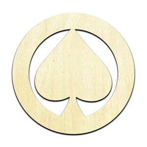 Spade in Ring Laser Cut Out Unfinished Wood Shape Craft Supply
