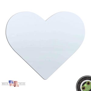 May include: A white heart-shaped vinyl sticker. The sticker is blank and ready to be customized.