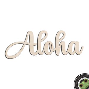 Aloha Word Text Laser Cut Out Unfinished Wood Shape Craft Supply