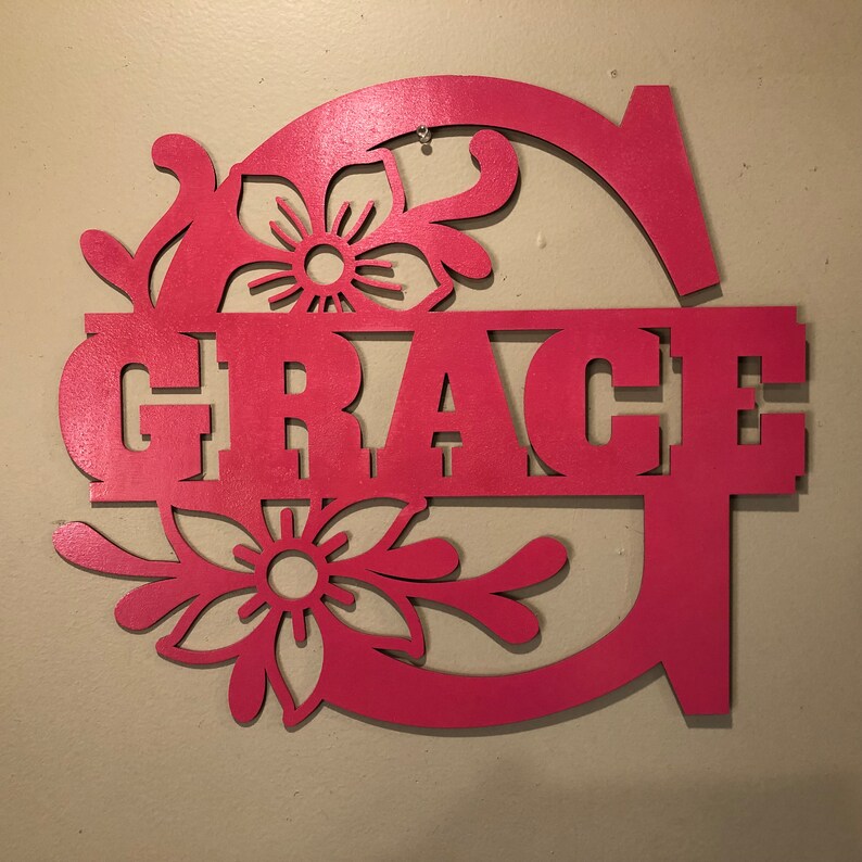 Flowers Split Monogram Custom Name Laser Cut Nurseries Family - Etsy