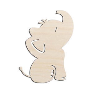 Baby Elephant #1 Laser Cut Out Unfinished Wood Shape Craft Supply