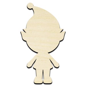 Elf Boy Christmas Laser Cut Out Unfinished Wood Shape Craft Supply