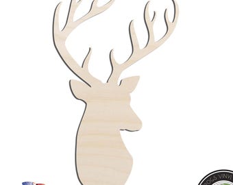 Deer Head #4 Buck Laser Cut Out Unfinished Wood Shape Craft Supply