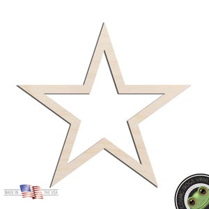 Star Outline Laser Cut Out Unfinished Wood Shape Craft Supply