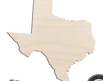 Texas State Laser Cut Out Unfinished Wood Shape Craft Supply
