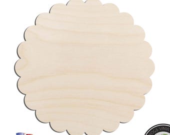 Scalloped Circle Laser Cut Out Unfinished Wood Shape Craft Supply