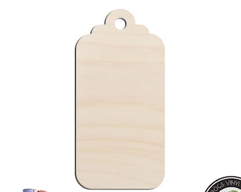 Gift Tag #2 Laser Cut Out Unfinished Wood Shape Craft
