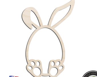 Bunny Egg Easter Decoration Laser Cut Out Unfinished Wood Shape Craft Supply
