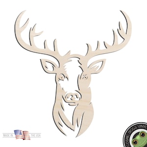 Deer Head #5 Buck Laser Cut Out Unfinished Wood Shape Craft Supply