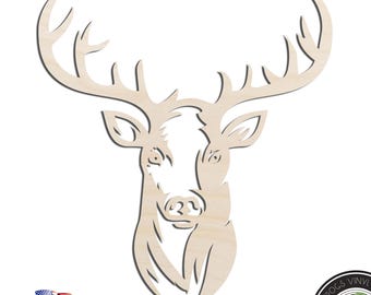 Deer Head #5 Buck Laser Cut Out Unfinished Wood Shape Craft Supply