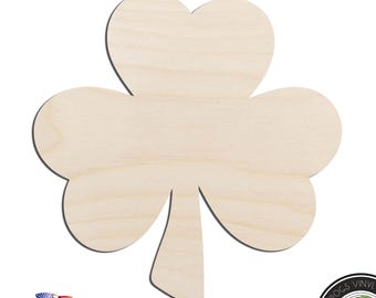 Clover Shamrock Laser Cut Out Unfinished Wood Shape Craft Supply