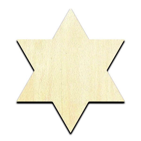 Star of David Solid Laser Cut Out Unfinished Wood Shape Craft Supply