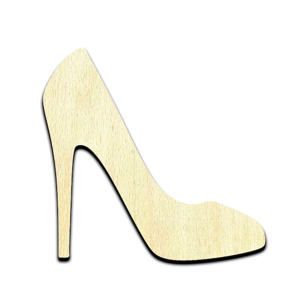 High Heel Shoe Laser Cut Out Unfinished Wood Shape Craft