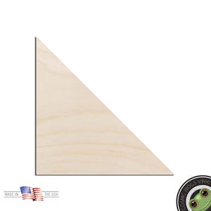 May include: A light-colored, triangular wooden shape with a black border. The wood grain is visible. The bottom left corner of the shape has the text "MADE IN THE USA" with an American flag graphic.