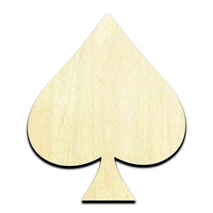 Spade Card Suit Laser Cut Out Unfinished Wood Shape Craft Supply