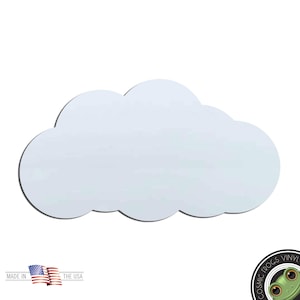 May include: A white cloud-shaped wooden cutout. The cutout is smooth and has a slightly rounded shape.