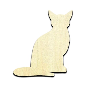 Cat Sitting #2 Laser Cut Out Unfinished Wood Shape Craft
