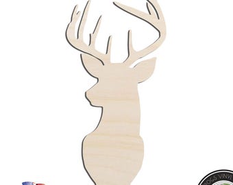 Deer Head #1 Buck Laser Cut Out Unfinished Wood Shape Craft Supply