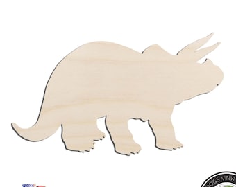 Triceratops Dinosaur Laser Cut Out Unfinished Wood Shape Craft Supply