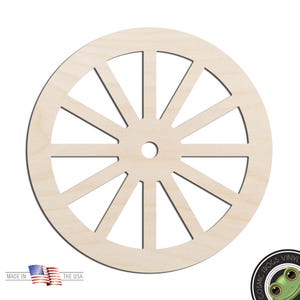 Wagon Wheel Laser Cut Out Unfinished Wood Shape Craft