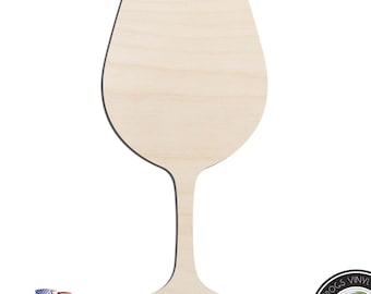 Wine Glass Laser Cut Out Unfinished Wood Shape Craft Supply