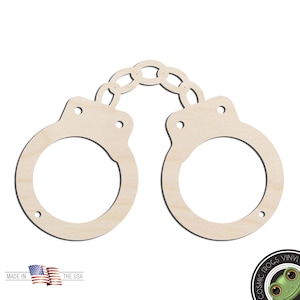 Handcuffs Laser Cut Out Unfinished Wood Shape Craft Supply