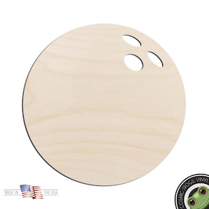 Bowling Ball Laser Cut Out Unfinished Wood Shape Craft Supply