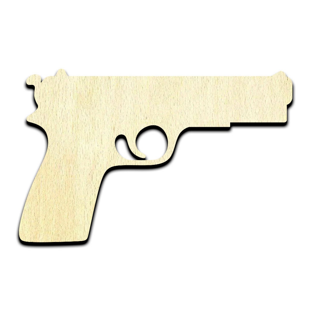 Hand Gun Pistol Laser Cut Out Unfinished Wood Shape Craft Etsy