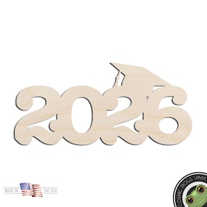 2026 Graduation Cap Laser Cut Out Unfinished Wood Shape Craft Supply