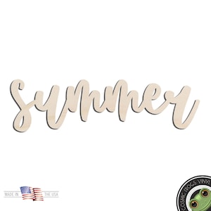 Summer Word Text Laser Cut Out Unfinished Wood Shape Craft Supply