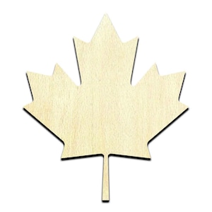Canadian Maple Leaf Laser Cut Out Unfinished Wood Shape Craft Supply