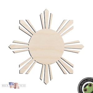 Philippine Star Sun Laser Cut Out Unfinished Wood Shape Craft Supply