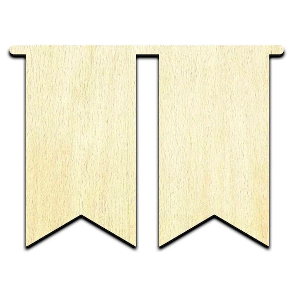Banner - Laser Cut Out Unfinished Wood Craft Shape BNR8 Banner - Laser Cut Out Unfinished Wood Craft Shape BNR8
