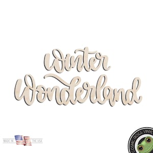 Winter Wonderland Text Words Laser Cut Out Unfinished Wood Shape Craft Supply