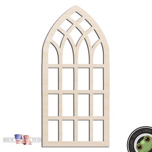 Cathedral Arched Window Laser Cut Out Unfinished Wood Shape Craft Supply
