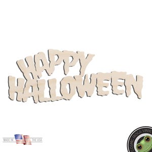 Happy Halloween Laser Cut Out Unfinished Wood Shape Craft Supply