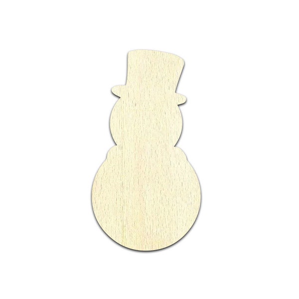 Snowman Laser Cut Out Unfinished Wood Shape Craft Supply