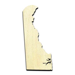 Delaware State Laser Cut Out Unfinished Wood Shape Craft Supply