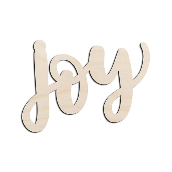 Joy Word Text #2 Shape Laser Cut Out Unfinished Wood Shape Craft Supply