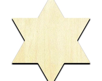 Star of David Solid Laser Cut Out Unfinished Wood Shape Craft Supply