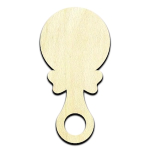 Baby Rattle Laser Cut Out Unfinished Wood Shape Craft Supply