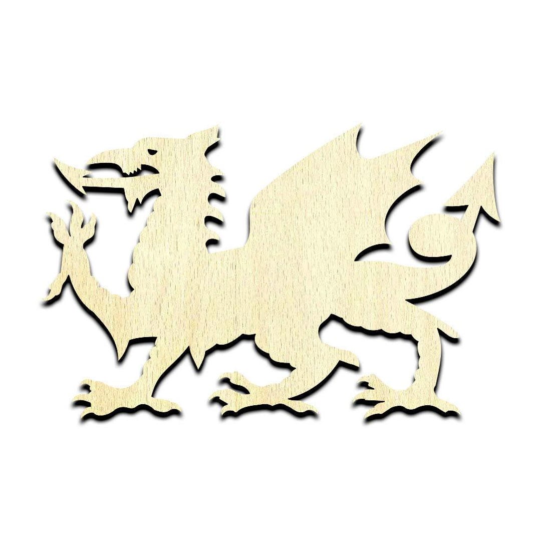 Welsh Dragon Laser Cut Out Wood Shape Craft Supply - Woodcraft Cutout B11 | UK