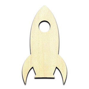Rocket #2 Laser Cut Out Unfinished Wood Shape Craft Supply
