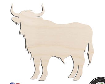 Highland Cow #3 Laser Cut Out Unfinished Wood Shape Craft Supply