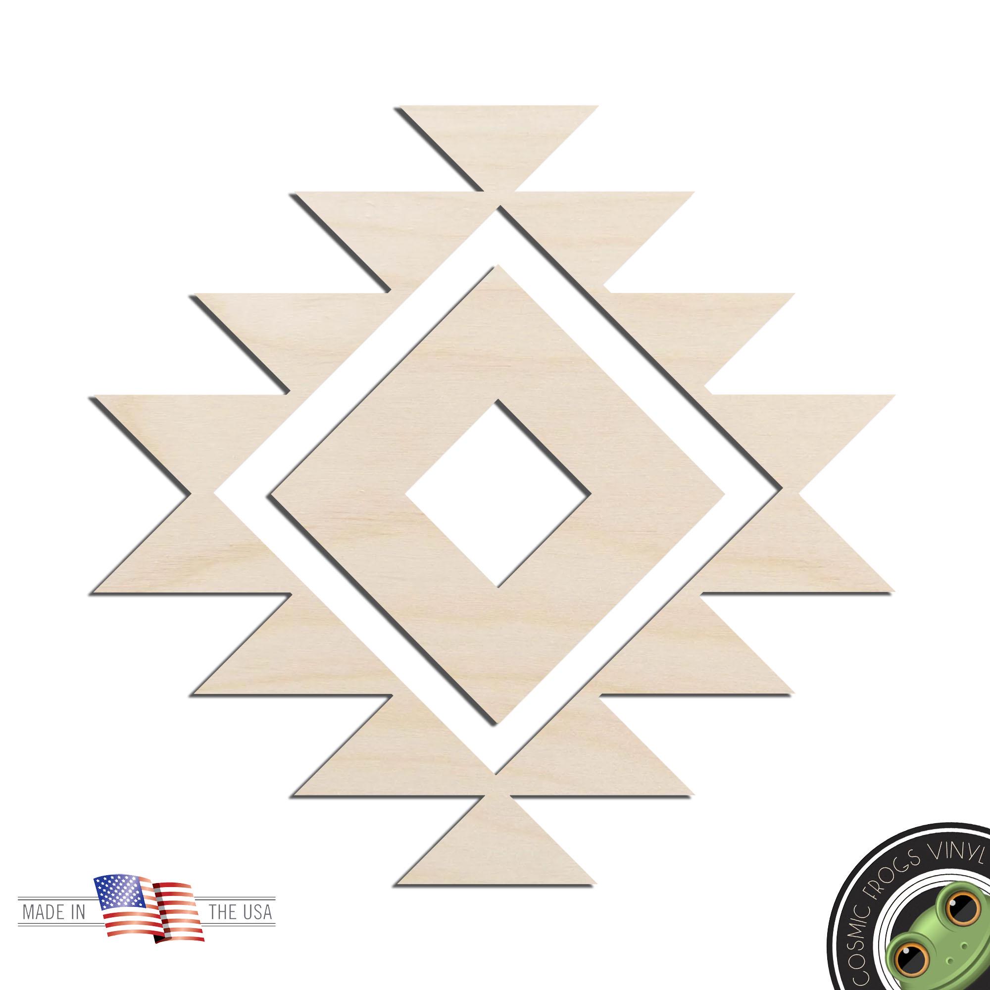 Aztec Diamond Laser Cut Out Unfinished Wood Shape Craft Supply