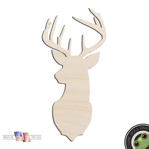 Deer Head #1 Buck Laser Cut Out Unfinished Wood Shape Craft Supply