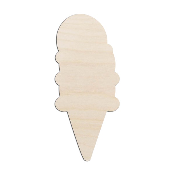 Ice Cream Cone #2 Triple Scoop Laser Cut Out Unfinished Wood Shape Craft Supply