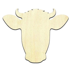 Cow Head Laser Cut Out Unfinished Wood Shape Craft Supply
