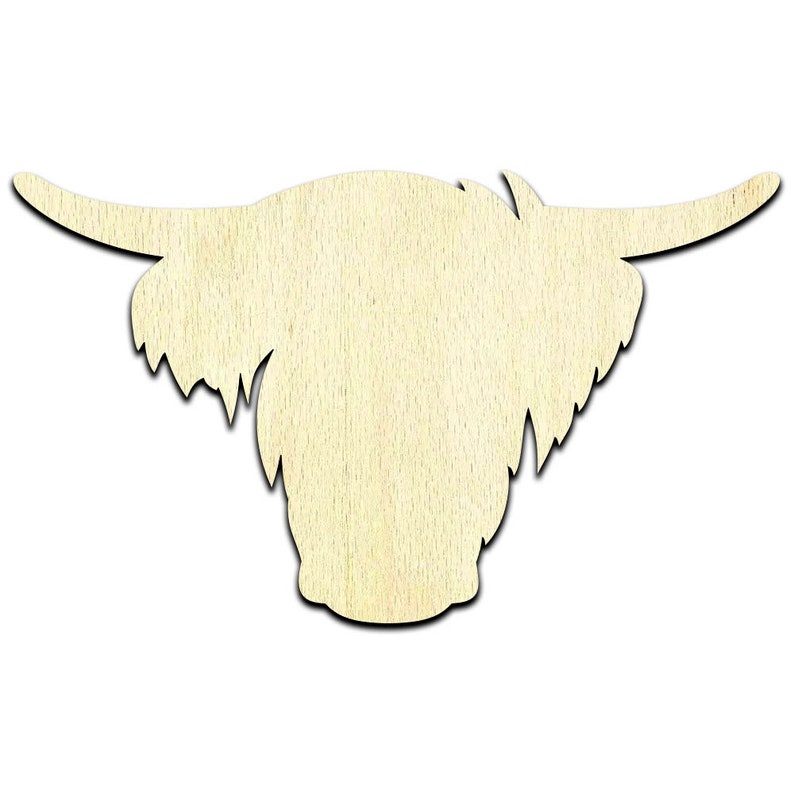 Highland Cow Head Laser Cut Out Unfinished Wood Shape Craft Etsy