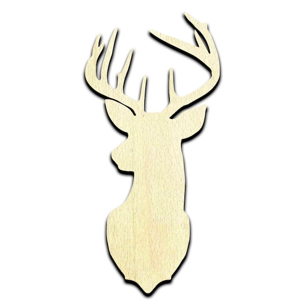 Deer Head #1 Buck Laser Cut Out Unfinished Wood Shape Craft Supply